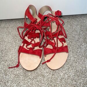 Cornetti‎ Red Suede Gladiator Sandals Handmade in Italy Size 40 US 9.5-10